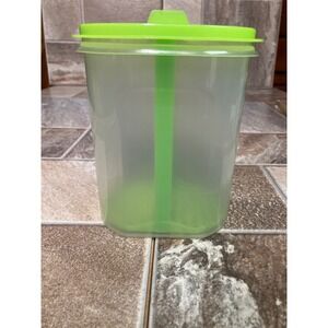 Clear Plastic Pickle Keeper Container with Lime Green Lift Up Strainer Insert